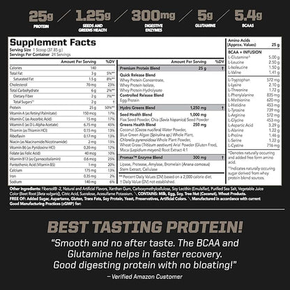 PMD Sports Amplify XL Premium Whey Protein Supplement Hydro Greens Blend - Glutamine and Whey Protein Matrix with Superfood for Muscle, Strength and Recovery - Strawberry Slam (24 Servings)