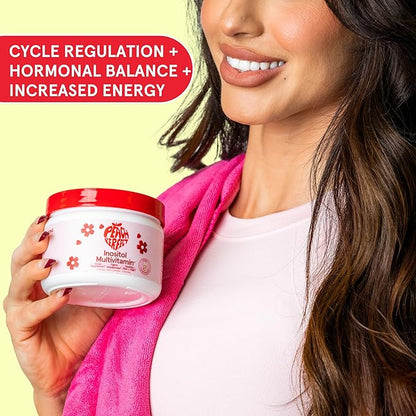 Inositol Powder Multivitamin, Pink Lemonade Flavor – 4g Myo-Inositol & D-Chiro Inositol, DIM, Zinc, Magnesium Glycinate, Vitamin D3 – Supports Women’s Health, Cycle, Energy, 30 SVG