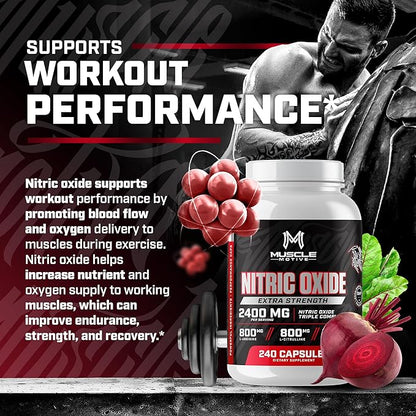 Nitric Oxide Supplement 2400mg with L-Arginine, L-Citrulline and Beet Root Extract, 240 Capsules