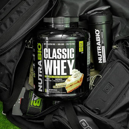 NutraBio Classic Whey Protein Powder- 25G Protein Per Scoop - Full-Spectrum Amino Acid Profile - No Fillers, Artificial Colors, Preservatives - (Banana Cream Pie, 2 Pounds)