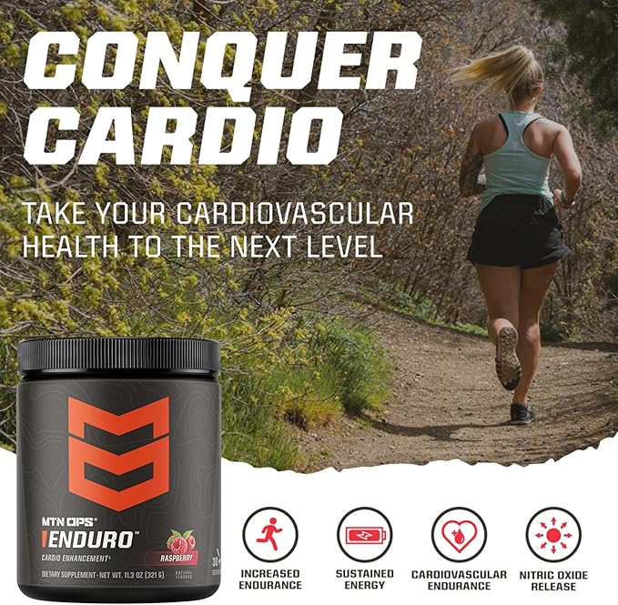 MTN OPS Enduro Trail Packs Nitric Oxide Supplement & Stim-Free Pre Workout - 20 Servings - with Magnesium Citrate, Beet Root Powder, Niacinamide, L Arginine & L Citrulline - Raspberry Flavor