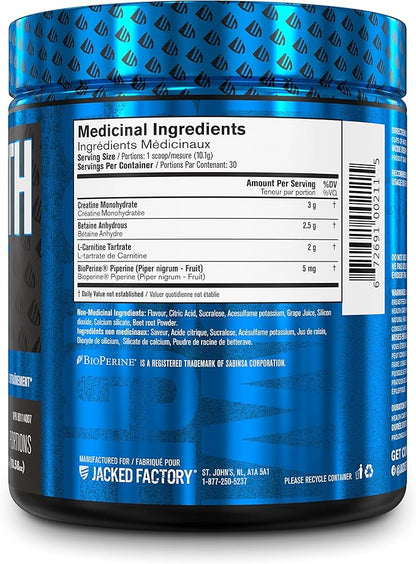 Jacked Factory Growth Surge Creatine Post Workout w/L-Carnitine - Daily Muscle Builder & Recovery Supplement with Creatine Monohydrate, Betaine, L-Carnitine L-Tartrate - 30 Servings, Fruit Punch