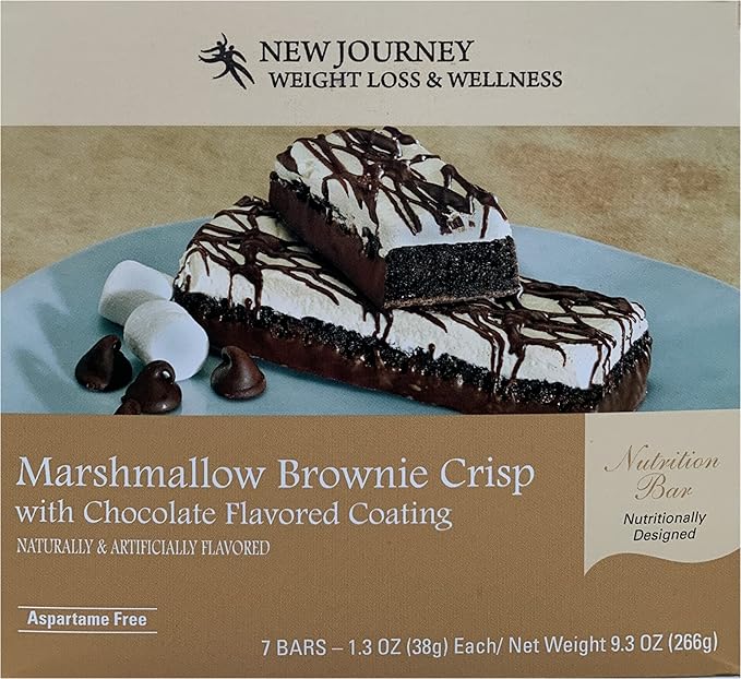Marshmallow Brownie Crisp Bar - New Journey Weight Loss & Wellness - High Protein Meal Replacement Nutrition Bar (7 bars/box)