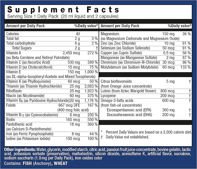 Orthomol Vital M Vial – 30-Day Men's Vitamin Supplement with A, B, C, D, E, K, Iodine & Omega-3 – Supports Male Energy & Vitality