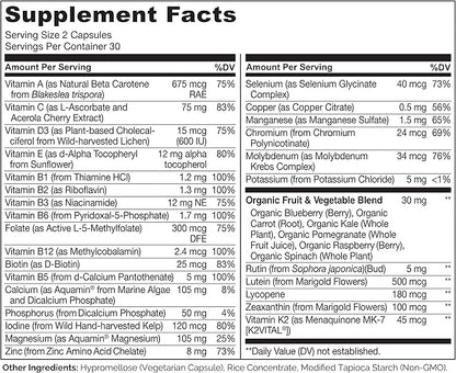 NATURELO Whole Food Multivitamin for Teenage Boys - Vitamins and Minerals Supplement for Active Kids - with Plant Extracts - Non-GMO - Vegan & Vegetarian - 60 Count (Pack of 2)