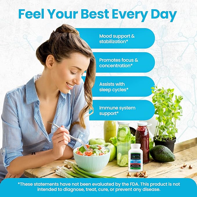 Methyl Folate Plus - Advanced Blend of L-5-Methylfolate, Folinic Acid & B Vitamins for Methylation Support - Methylfolate Supplement for Neurological & Immune Function Support