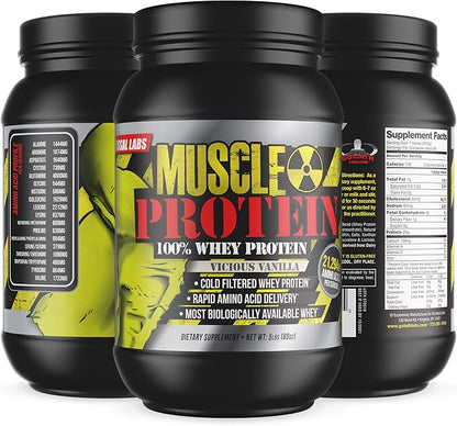Muscle Whey Protein [5 lbs/Pack of 1]–Chocolate Flavored Protein Powder, 25,000mg Amino Acids/Serving, Cold Filtered(Packaging May Vary)