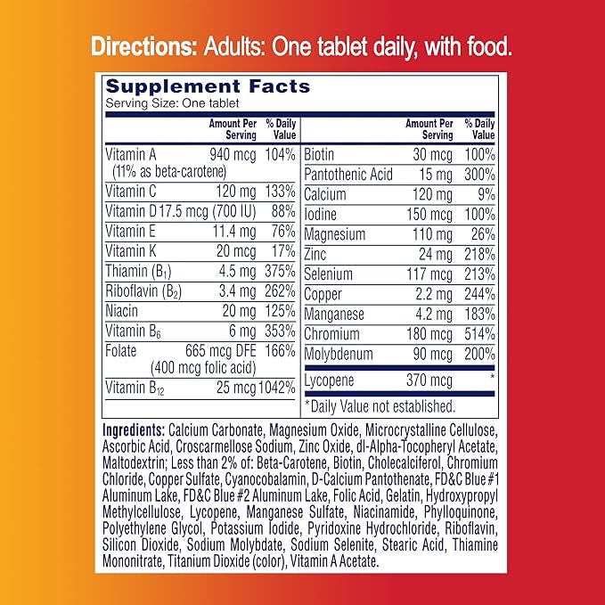 One A Day Adult Triple Immune Support* Complete Multivitamin, Supplement with Vitamins C, Vitamin D, & Zinc, 100 Count