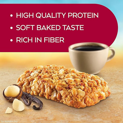 Atkins Soft Baked Energy Bars, Vanilla Macadamia Nut, 15g Protein, 1g Sugar, Excellent Source of Fiber, Low Carb, 4 Packs (5 Bars Each)