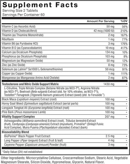 FORCE FACTOR Test X180 Alpha v2 T-Support for Men, T-Supplement to Help Build Strength, Boost Nitric Oxide, and Support Daily Performance, 120 Tablets