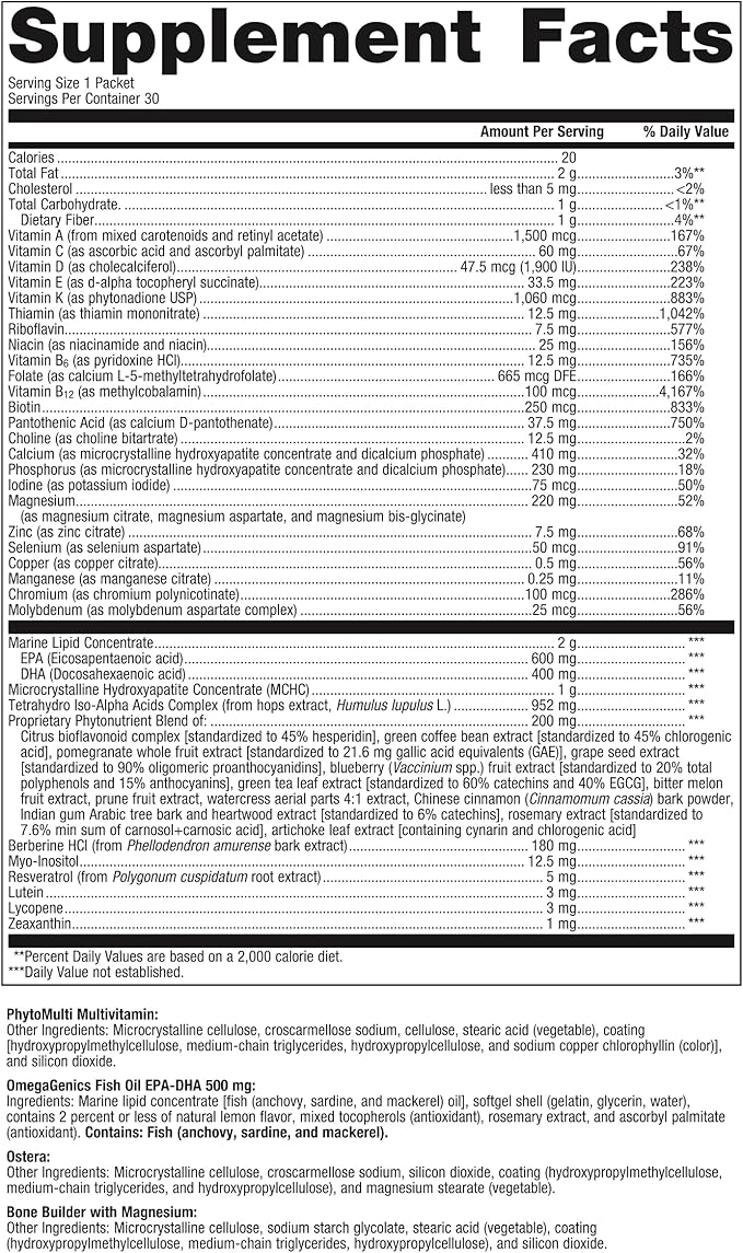 Metagenics Wellness Essentials Women's Prime - Menopause Support* - Daily Multivitamin Packets - Womens Multivitamins - Bone Density Support* - Omega-3 Fatty Acids - Non-GMO & Gluten Free - 30 Packets