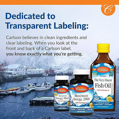 Carlson - Cod Liver Oil, Omega-3s EPA & DHA, Heart, Brain, Vision & Joint Health, Norwegian, Fruit Splash, 250 ml