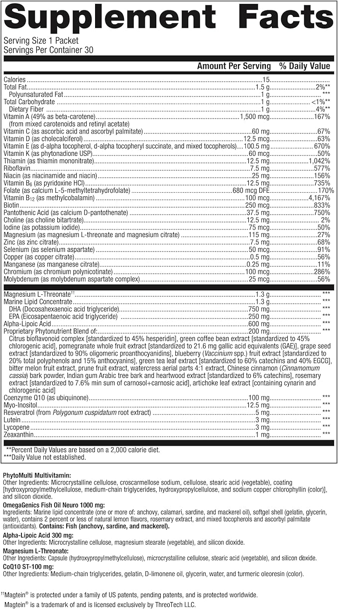 Metagenics Wellness Essentials Brain Health - Comprehensive Brain Support* - with Alpha Lipoic Acid, Biotin, DHA, Folate & More - Gluten-Free - 30 Packets