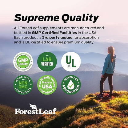 ForestLeaf Grass Fed Beef Liver Capsules, 3000mg Per Serving, Supports Full Immunity & Body Wellnes, Cleansing, Digestion, Natural Iron, Vitamin A and B12, Freeze Dried Beef Liver Supplement, 180 Caps