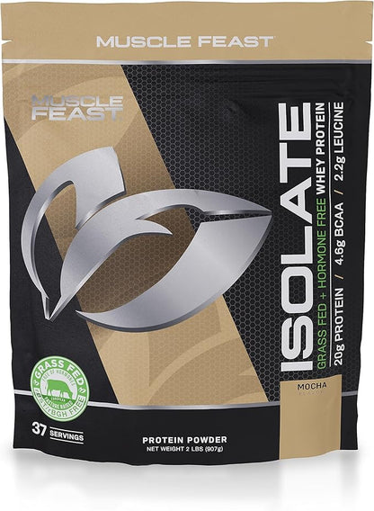 Muscle Feast Grass-Fed Whey Protein Isolate, All Natural Hormone Free Pasture Raised, Mocha, 2lb