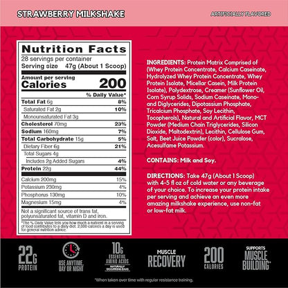 BSN SYNTHA-6 Whey Protein Powder, Strawberry Protein Powder with Micellar Casein, Milk Protein Isolate, Strawberry Milkshake, 28 Servings (Packaging May Vary)