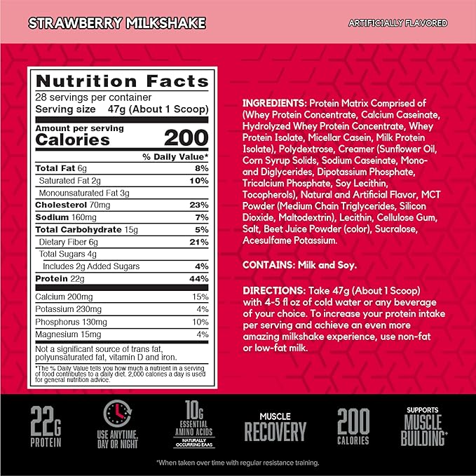 BSN SYNTHA-6 Whey Protein Powder, Strawberry Protein Powder with Micellar Casein, Milk Protein Isolate, Strawberry Milkshake, 28 Servings (Packaging May Vary)