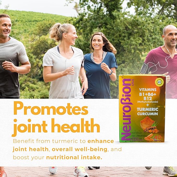 Neurobion Turmeric Curcumin 650 mg Herbal Supplement for Antioxidant Support, High Absorption Ultra Potent Turmeric Supplement Multivitamins Complex with B12, 40 Capsules