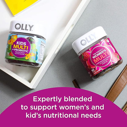 OLLY The Perfect Women's Multi and Kid's Multi +Probiotic Family Pack Gummies, 2 Count, Chewable Supplement