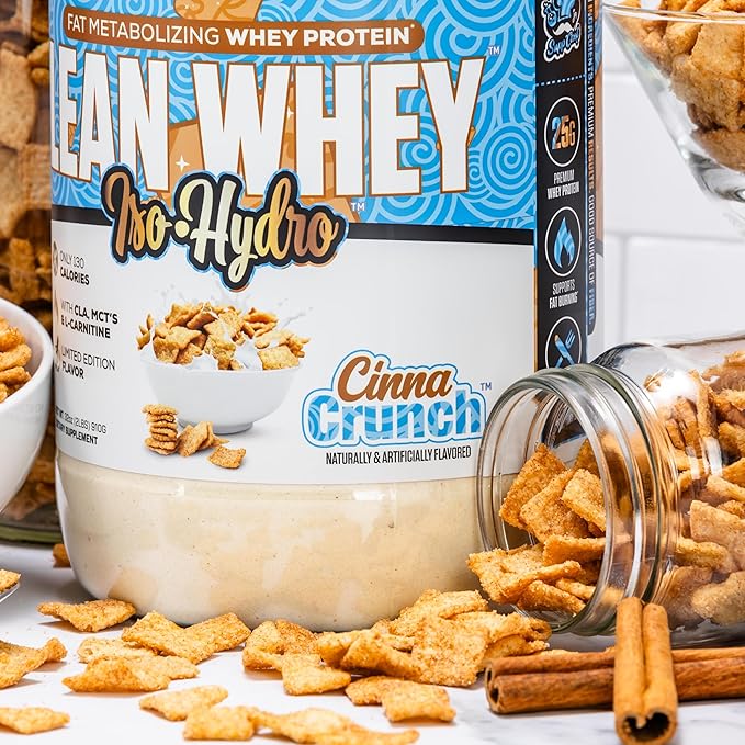 Musclesport Lean Whey Revolution™ Protein Powder - Whey Protein Isolate - Low Calorie, Low Carb, Low Fat, Incredible Flavors - 25g Protein per Scoop - 2lb Cinna Crunch
