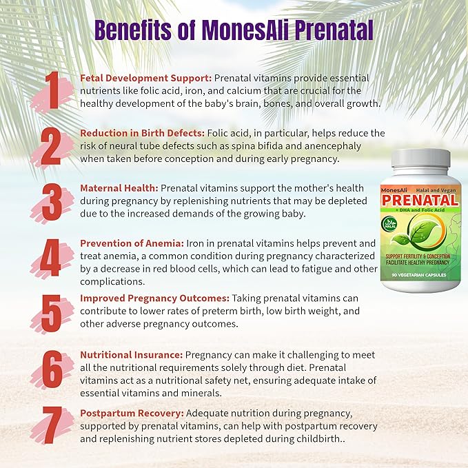 Prenatal Vitamins for Women, Halal Prenatal Vitamins for Women, Prenatal Vitamins with DHA and Folic Acid, Vegan Prenatal, Gelatin Free Prenatal Vitamins, Womens prenatal multivitamin