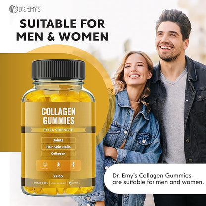 Dr. Emy's Collagen Gummies Gummy Vitamin for Women & Men, Hair, Skin, Nails, Joint Supplement. Anti-Aging Collagen Gummy Supplements. Strengthen Hair, Skin and Nails. Gelatin-Free. 60 ct Each. (3)