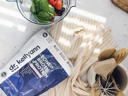 Dr. Kellyann Bone Broth Protein Powder Vanilla (30 Servings) – 21g Protein, Grass-Fed Collagen, Sugar-Free, Keto & Paleo-Friendly, 1 Pack