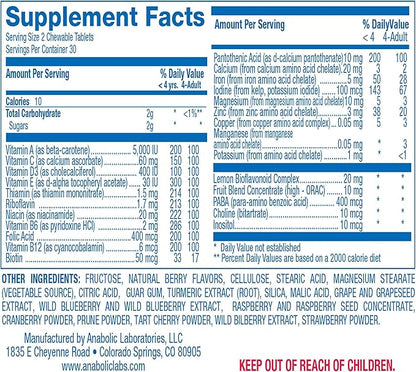 Vitamins for Kids Multivitamin with Iron - 120 Chewable Tiger Tablets with Vitamins A, B-Complex, C, D, E, Iron, Calcium, Magnesium, Zinc, and More - Natural Berry Flavor - AVED Kids