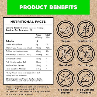 Superieur Electrolytes–Plant Based Electrolyte Supplement w/Sea Minerals for Hydration & Recovery–Keto Friendly, Non-GMO, Zero Sugar, Vegan, Healthy Sports Drink Powder–Lime Blueberry (70 Servings)