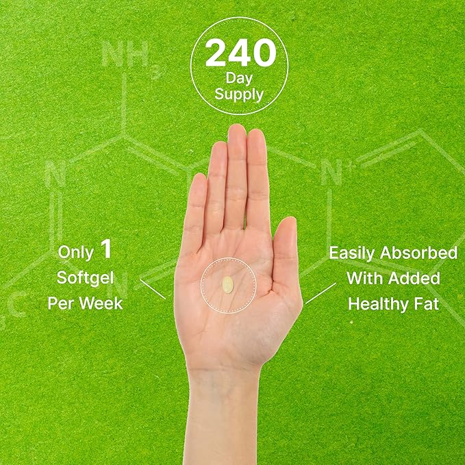 DEAL SUPPLEMENT Vitamin D3 50,000 IU + K2 MK7 200 mcg,240 Softgels | Virgin Coconut Oil, Max Strength Vitamin D & K, Promotes Heart, Bone, & Teeth Health – One Softgel Weekly, Easy to Swallow