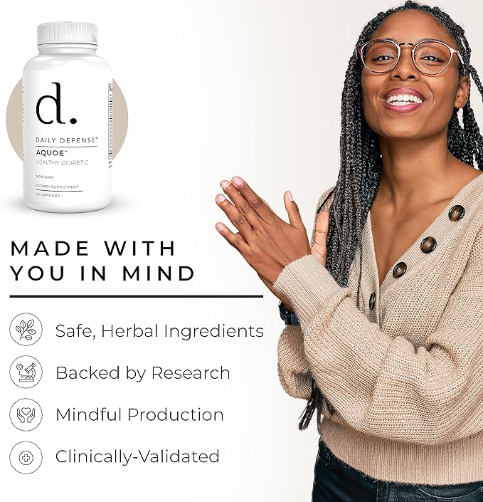 Diuretic Pills - Cranberry Pills with Green Tea, Dandelion, Apple Cider Vinegar & More - AQUOE Water Away Pills for Bloating & Fitness - Water Pills by Daily Defense, 60 Capsules