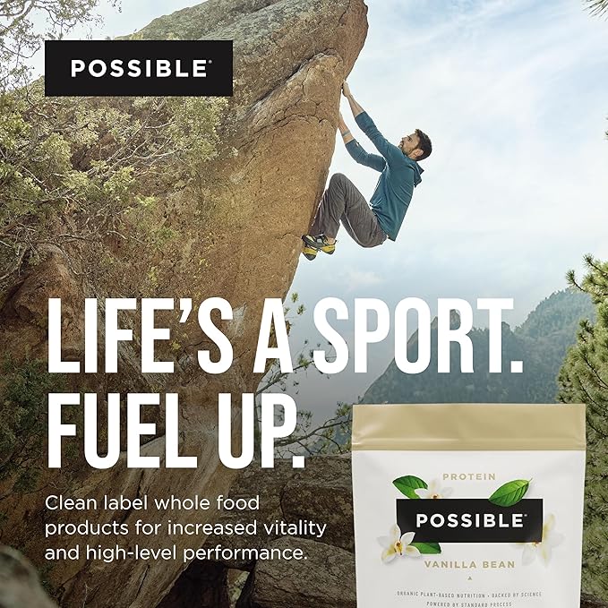 Possible Protein Powder Vanilla Bean - 20g of Vegan, Plant-Based Protein Mix - Non-GMO, Non-Dairy, Gluten-Free - 3.5g of BCAAs - 9 Essential Amino Acids - 30-Day Supply - 2 Bag, 30 Servings