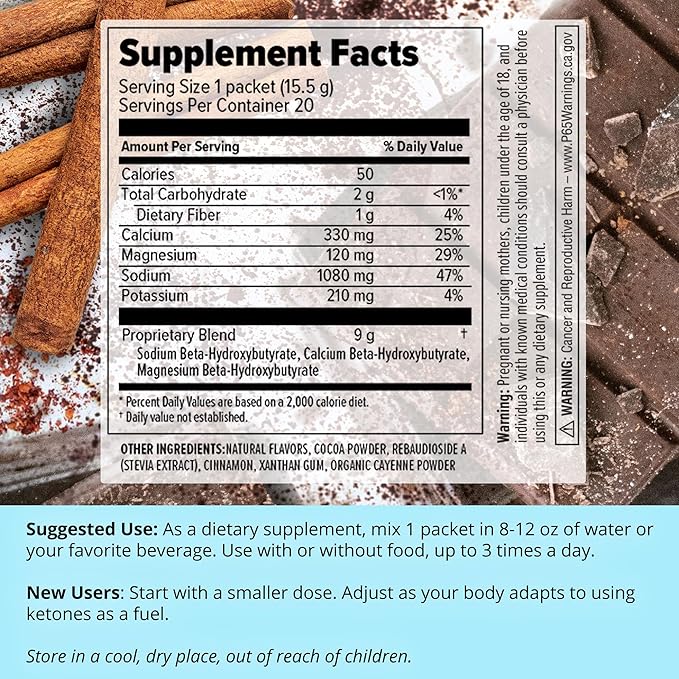 Dr. Boz - Keto BHB Powder - Mexican Chocolate Spice, 20 Servings - Ketones Drink - Energy & Reduced Cravings - Max Strength Dietary Supplement - Quality Tested - Made in The USA - 10.9oz (310g)