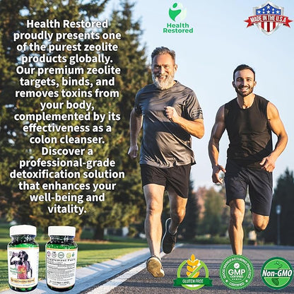 Health Restored Comprehensive Detox & Wellness Support for Men and Women - Premium 100% Clinoptilolite Zeolite Capsules - Supplement Robust Health Support with No Additives