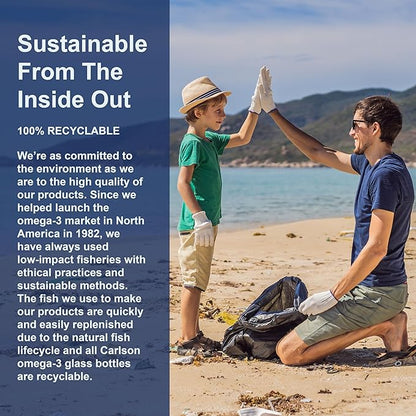 Carlson - Cod Liver Oil, 1100 mg Omega-3s, Wild-Caught Norwegian Arctic Cod-Liver Oil, Sustainably Sourced Nordic Fish Oil Liquid, Unflavored, 500 ml (16.9 Fl Oz)