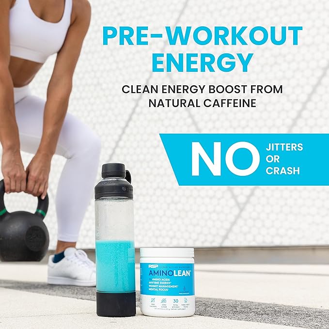RSP NUTRITION AminoLean Pre Workout Powder, Amino Energy & Weight Management with Vegan BCAA Amino Acids, Natural Caffeine, Preworkout Boost for Men & Women, 30 Serv