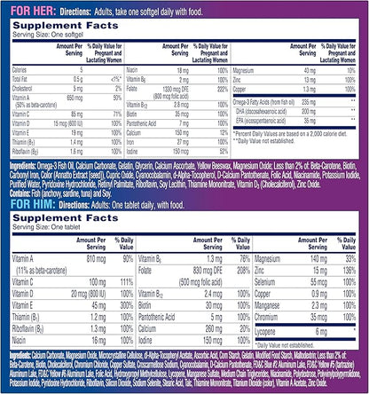 One A Day Men's & Women's Pre-Pregnancy Multivitamin Softgel including Vitamins A, Vitamin C, Vitamin D, B6, B12, Folic Acid & more, 30+30 Count, Supplement for Before, During, and Postnatal