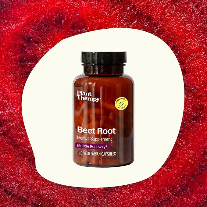 Plant Therapy Beet Root Herbal Supplement Capsules, Boosts Stamina & Fights Fatigue, Great for Muscle Recovery & Cardiovascular Health, 120 Vegetarian Capsules (4 Month Supply), Made in The USA