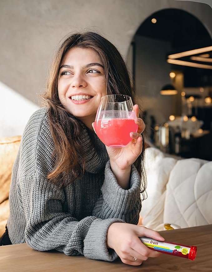 German Pink Power Package 240 Servings - Vegan, Zero Sugar - Drink Effervescent Tablets - Iron and Multivitamin - T&D Pharma - Made in Germany