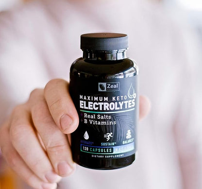 Keto Electrolyte Supplement (120 Capsules) Maximum Keto Electrolytes Supplements Pills w Pink Himalayan Salt, B Vitamins, Magnesium and Potassium Supplement - Salt Pills & Electrolyte Tablets