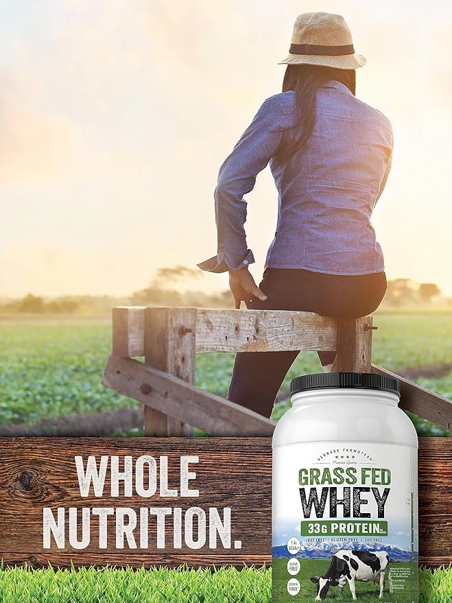 Carlyle Grass Fed Whey Protein Powder | 2lb | 33g of Protein Per Serving | Unflavored | Sugar and Hormone Free | Non-GMO and Gluten Free Supplement | by Herbage Farmstead