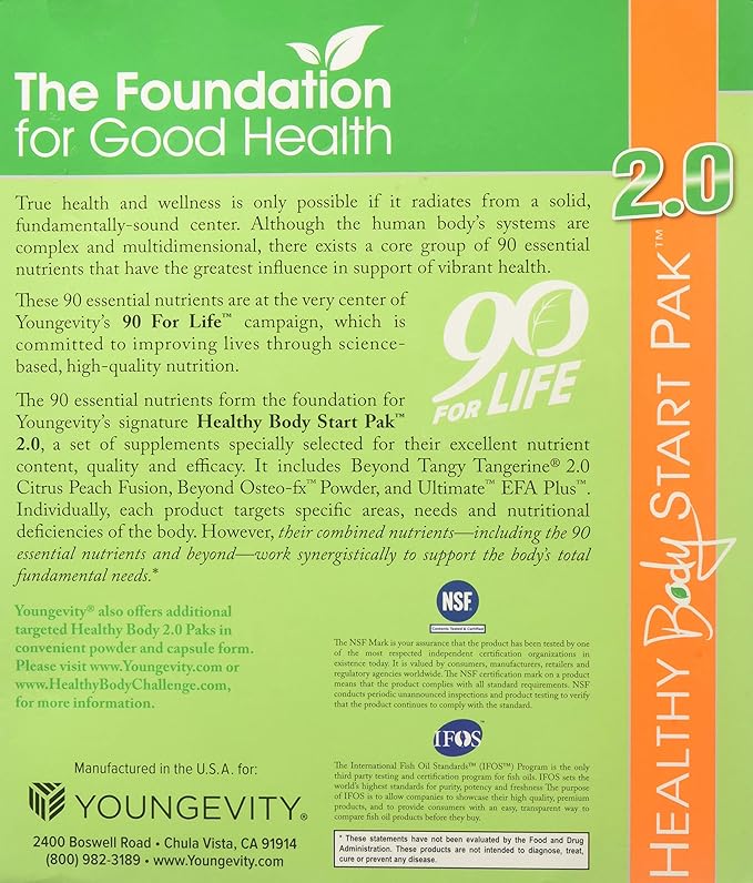 Youngevity Healthy Body Start Pack 2.0 (Beyond Tangy Tangerine 2.0, Osteo FX Powder, Ultimate EFA Plus) (Worldwide Shipping) by Youngevity