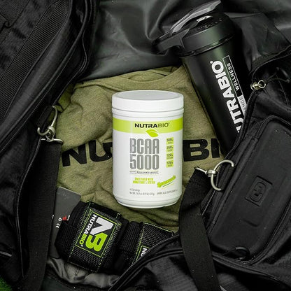 NutraBio BCAA 5000 Powder - Fermented Branched Chain Amino Acids for Muscle Growth & Recovery - Natural Flavors, Sweeteners, and Coloring, Vegan, Gluten Free - Lemonade, 60 Servings