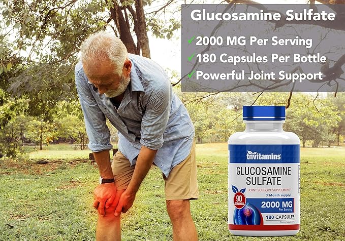 Glucosamine Sulfate Capsules 2000 MG (180 Count) | Joint Support* Supplement for Women & Men | Produced in The USA | Promotes Flexibility & Mobility