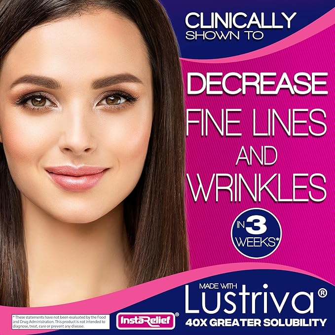 InstaRelief® Hair Growth with Lustriva® - Clinically Shown to Grow Thicker, Healthier Hair in 3 Weeks, Reduce Wrinkles and Fine Lines, with Biotin, Silicon, and Arginine, 60 Tablets