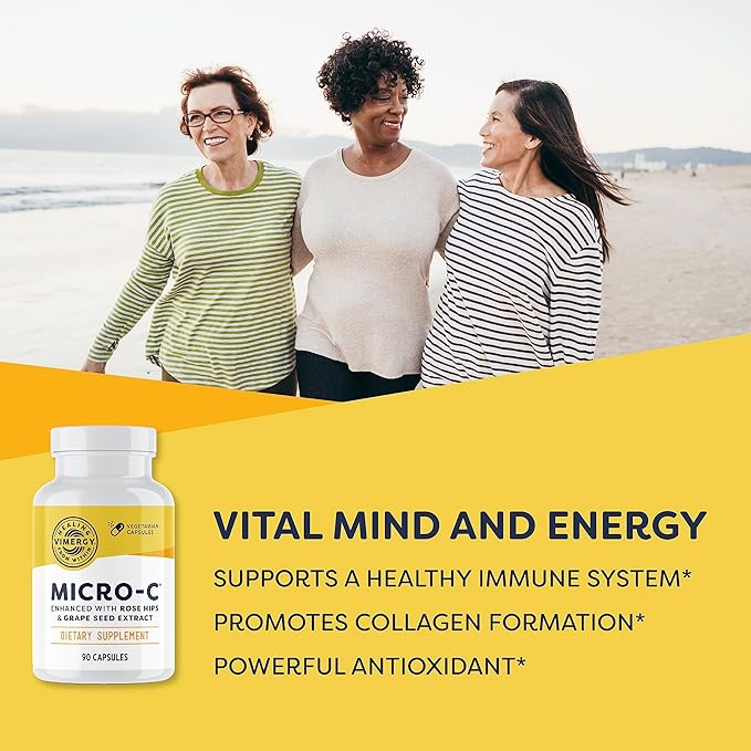 Vimergy Micro-C ®, Trial Size - 90 Servings – 500mg All-Natural Buffered Vitamin C Capsules with Rose HIPS, Rutin, Grape Seed & Acerola Fruit Extract - Supports a Healthy Immune System & Skin Health