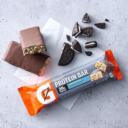 Gatorade Whey Protein Bars, Cookies & Crème, 2.8 oz bars (Pack of 12, 20g of protein per bar)