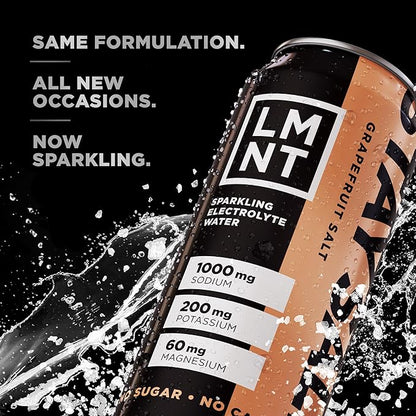 LMNT Sparkling Electrolyte Drink - Grapefruit Salt | 12-Count