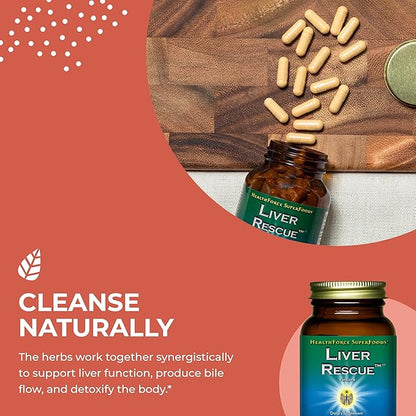 HealthForce SuperFoods Liver Rescue - Natural Liver Cleanse - Liver Health Formula with Milk Thistle & Dandelion Root - Gluten-Free & Vegan - 60 Capsules