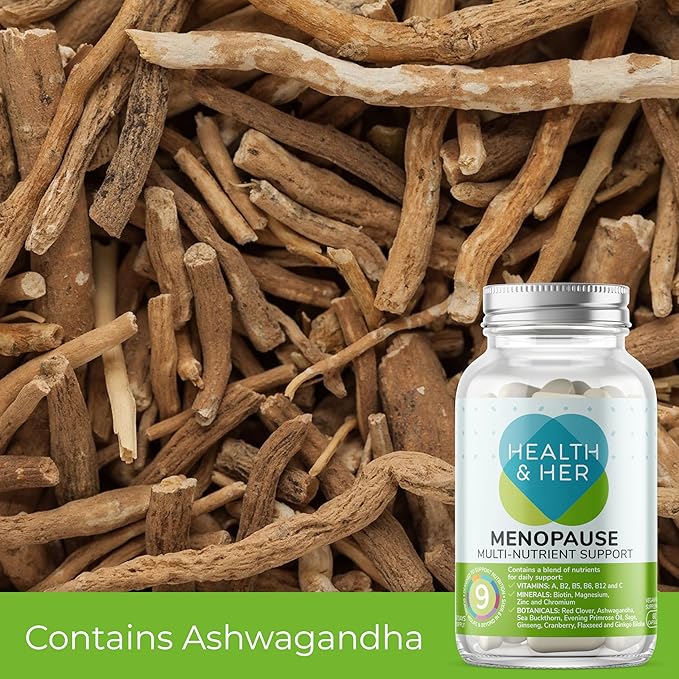 Health & Her Menopause Supplements For Women, Multi-Nutrient, Menopause Support For Women, Menopause Vitamins For Women, Energy, Bones, Muscles, Skin, Hair, Vegan, Gluten-Free, Non GMO (60ct - 1month)